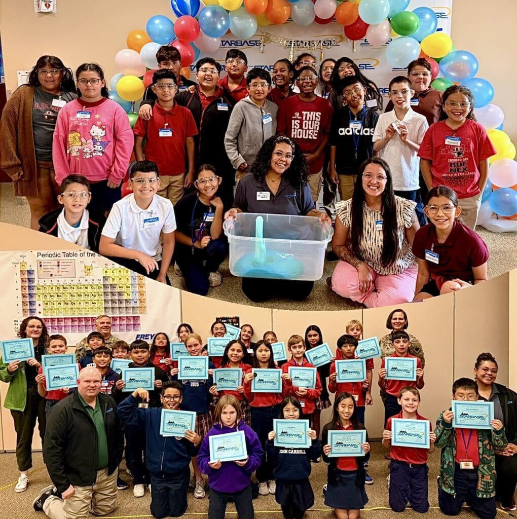 Group of students and instructors participating in STARBASE OKC activities.