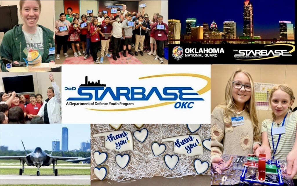 Collage of STARBASE OKC students, activities, and program logo.
